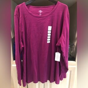 NWT St. John's Bay Essential Long Sleeve Tee in Rich Burgundy - Berry Sz. 3X